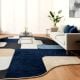 Handcrafted Blue Grey Abstract Modern Living Rug